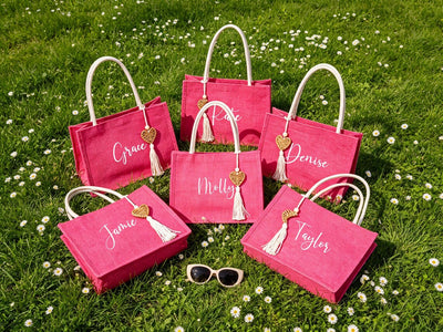 Hot Pink Bridesmaid Tote Bags