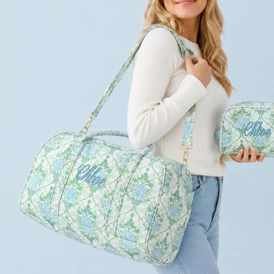 Personalized Floral Duffel Bag
