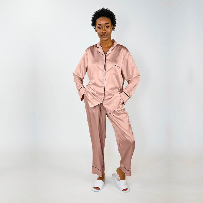 Satin Bridesmaid long sleeved Pajama Set