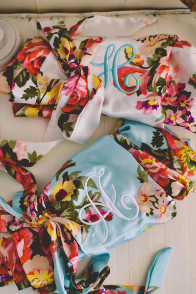 Silky Floral Satin Bridal Robe
