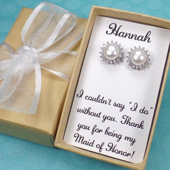 Timeless Bridesmaid Proposal Pearl Studded Earrings