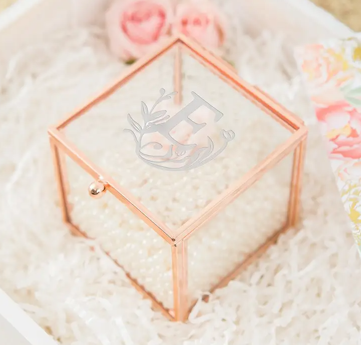 Rose Gold Glass Jewelry Box