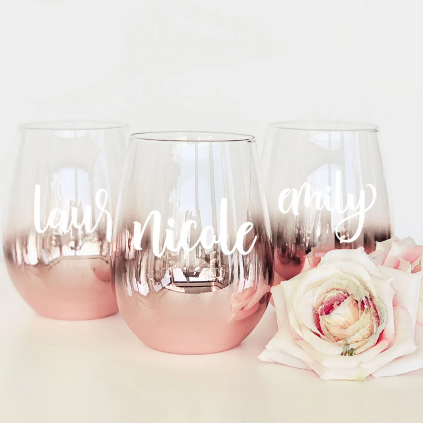 Personalized Wine and Champagne Glasses Bridal Party Gifts Bridesmaid Gifts Boutique