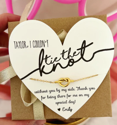 Bridal Party Gold Tie the Knot Necklace Bridesmaid Gifts Boutique