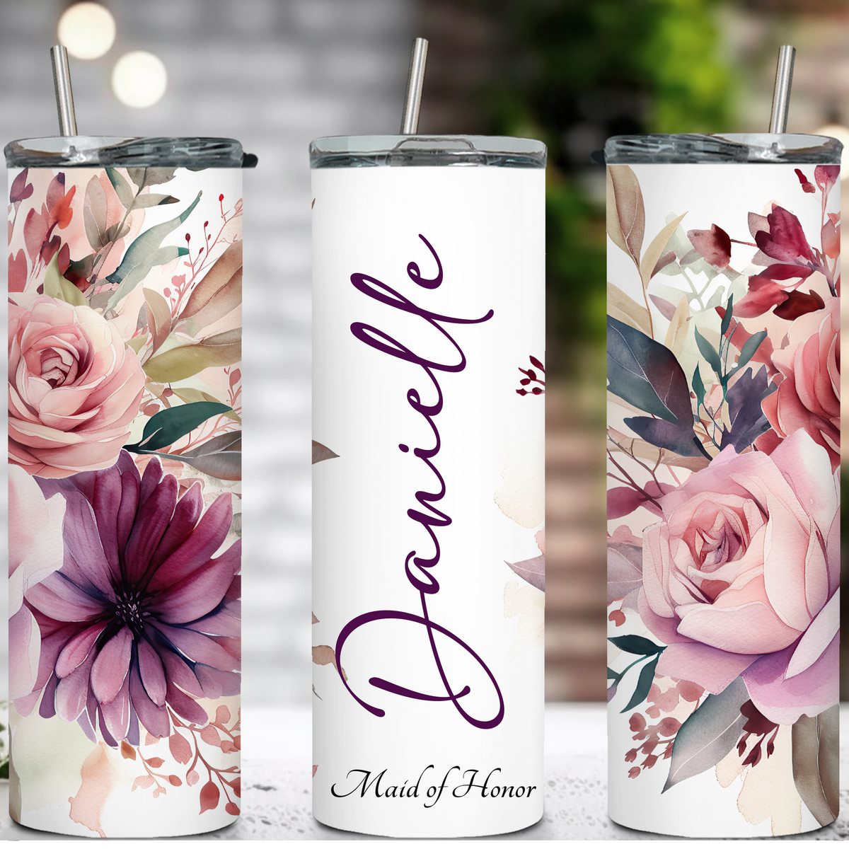 Purple Floral Sipping Tumbler