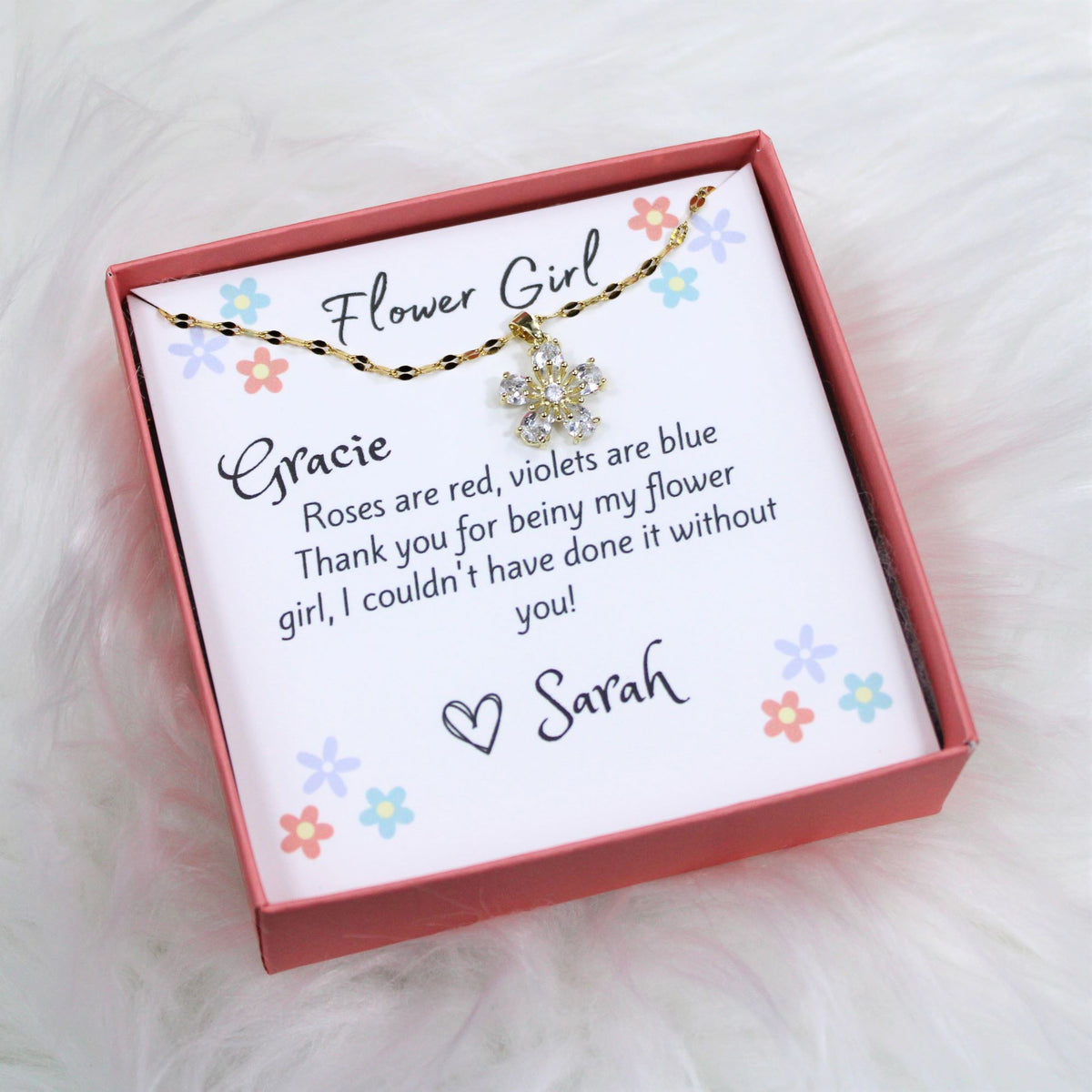 Flower Girl Petal Pendant Necklace