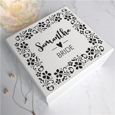 Floral Border Bridal Party Jewelry Box