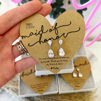 Crystal Teardrop Bridal Party Earrings