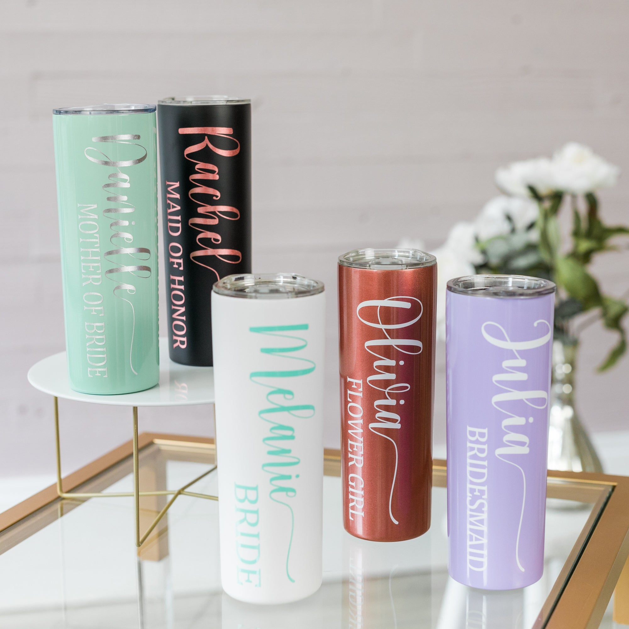 Bridesmaid Gifts Personalized Wine Tumbler Bridesmaids Champagne Tumbl –  UrWeddingGifts