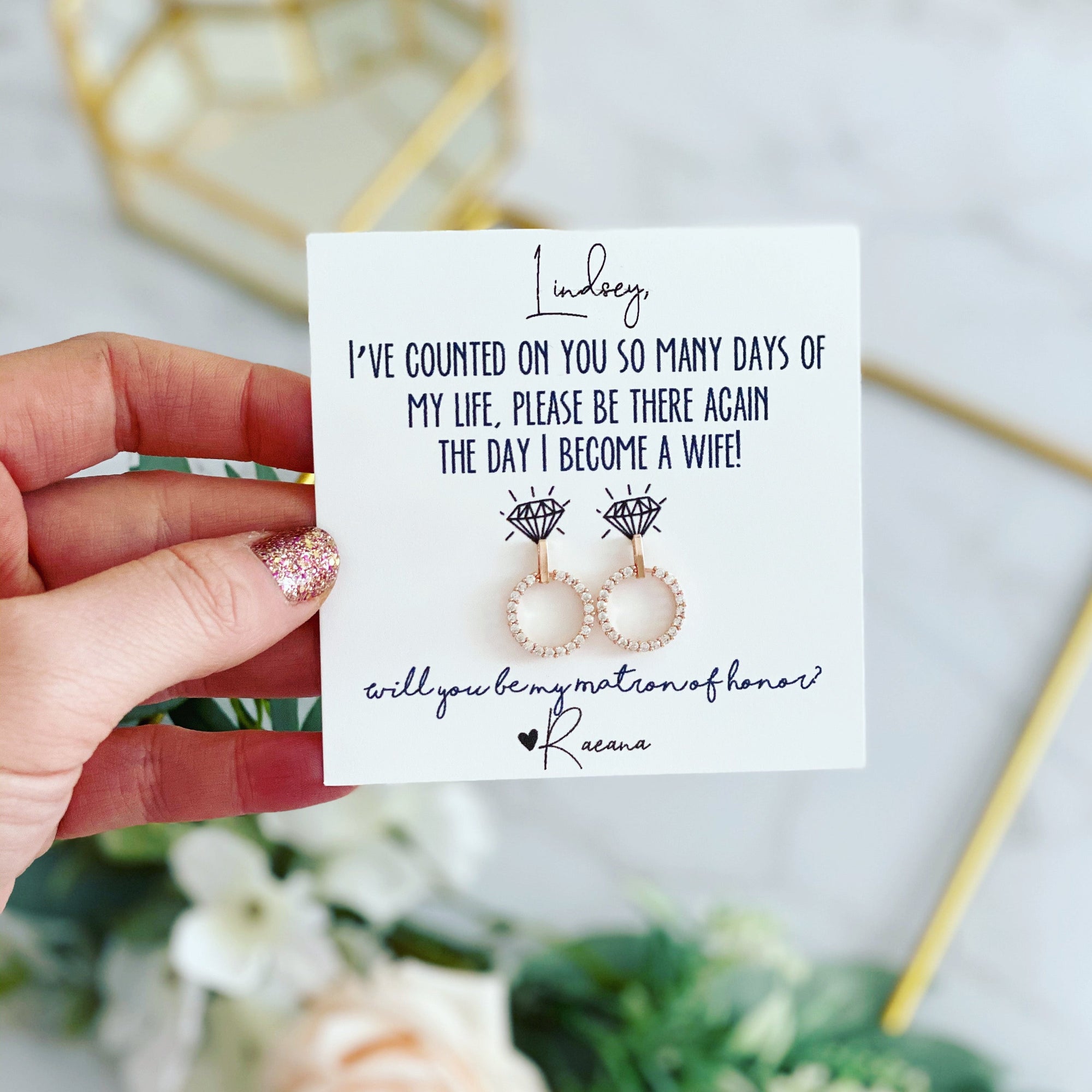 Bridesmaid Proposal  Cirlce Sparkle Earrings