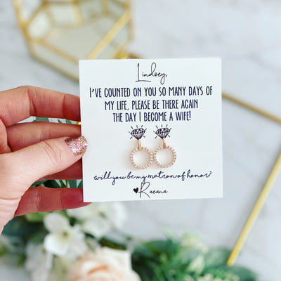 Bridesmaid Proposal  Cirlce Sparkle Earrings