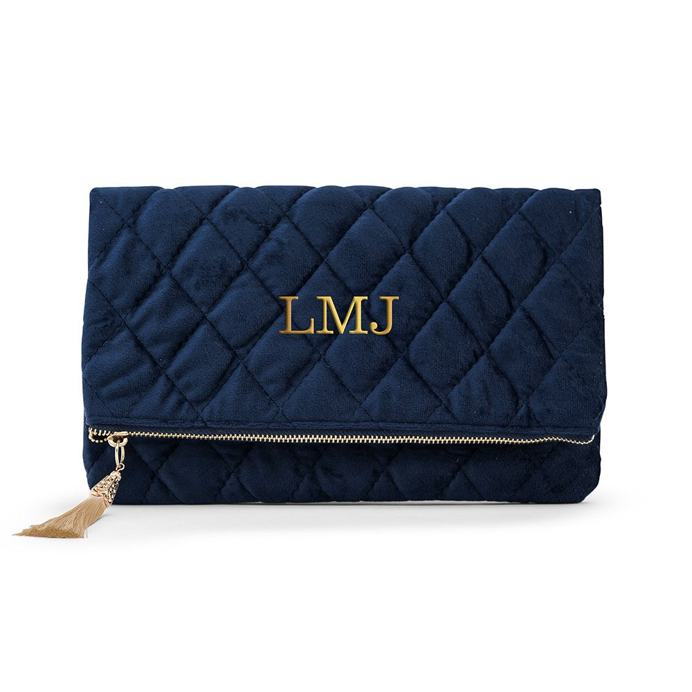 Velvet Embroidered Clutch Bag