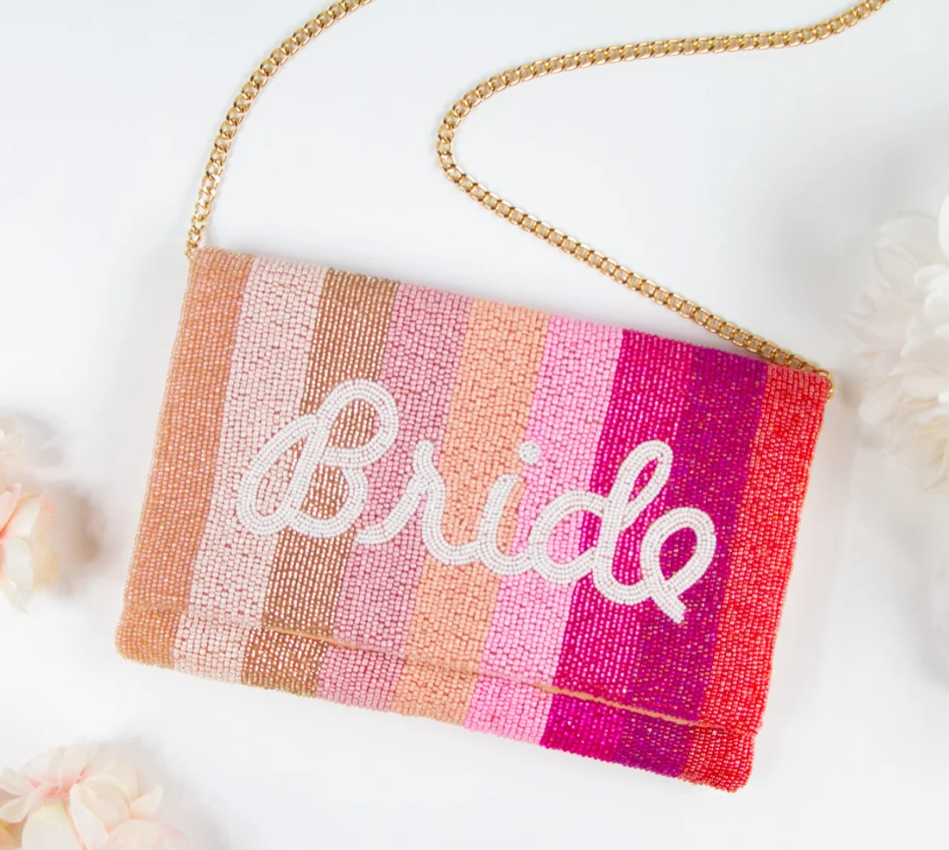 Bride Pink Beaded Clutch