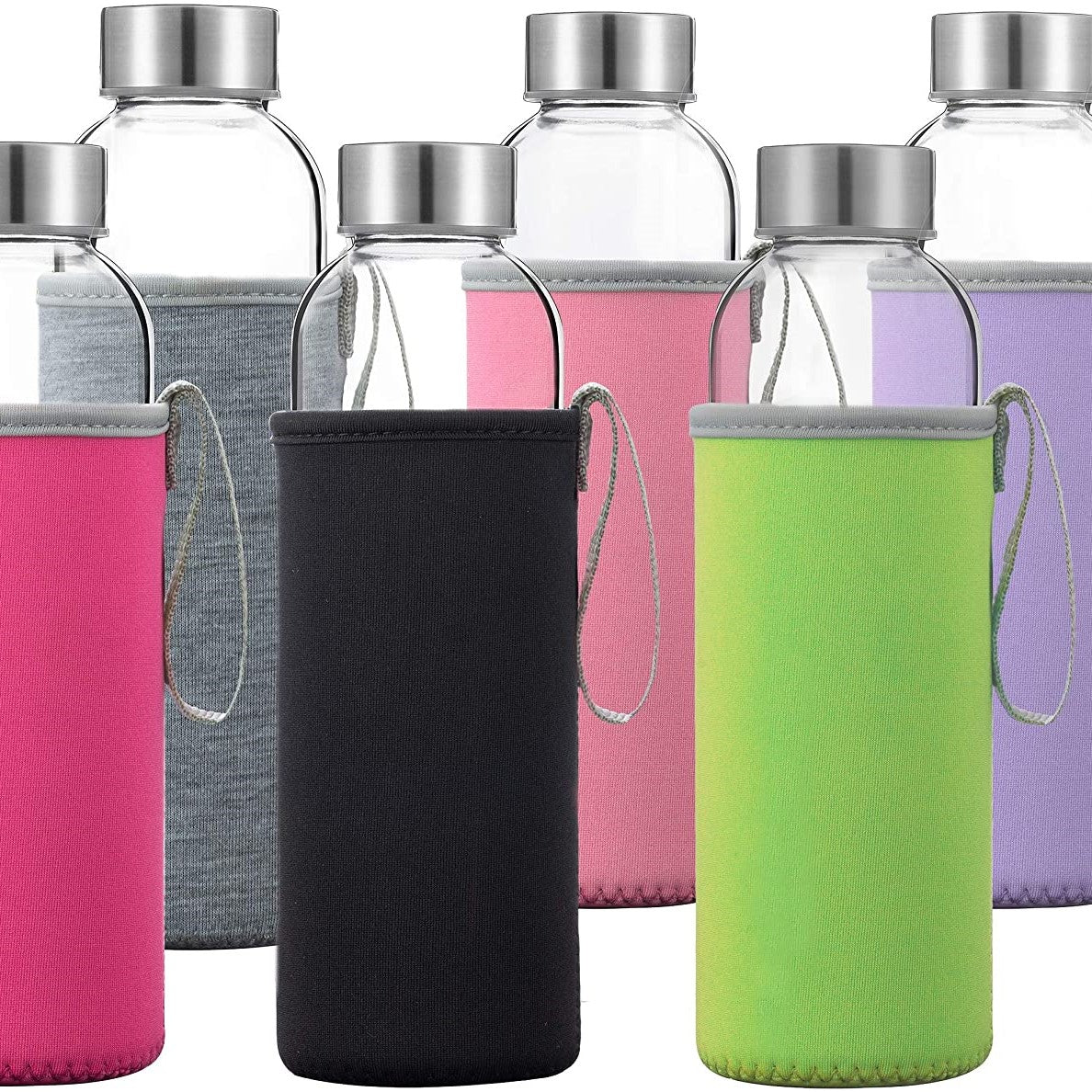 Glass Water Bottle with Personalized Nylon Sleeve - Bridesmaid Gifts  Boutique