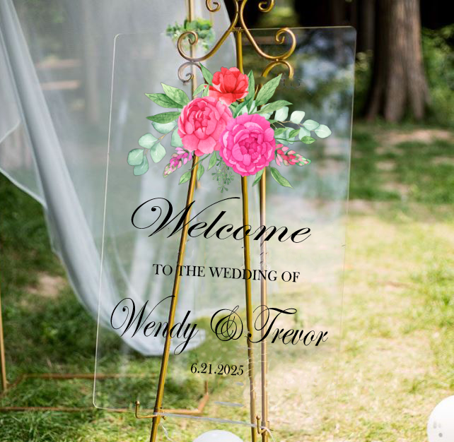 Floral Wedding Sign Acrylic