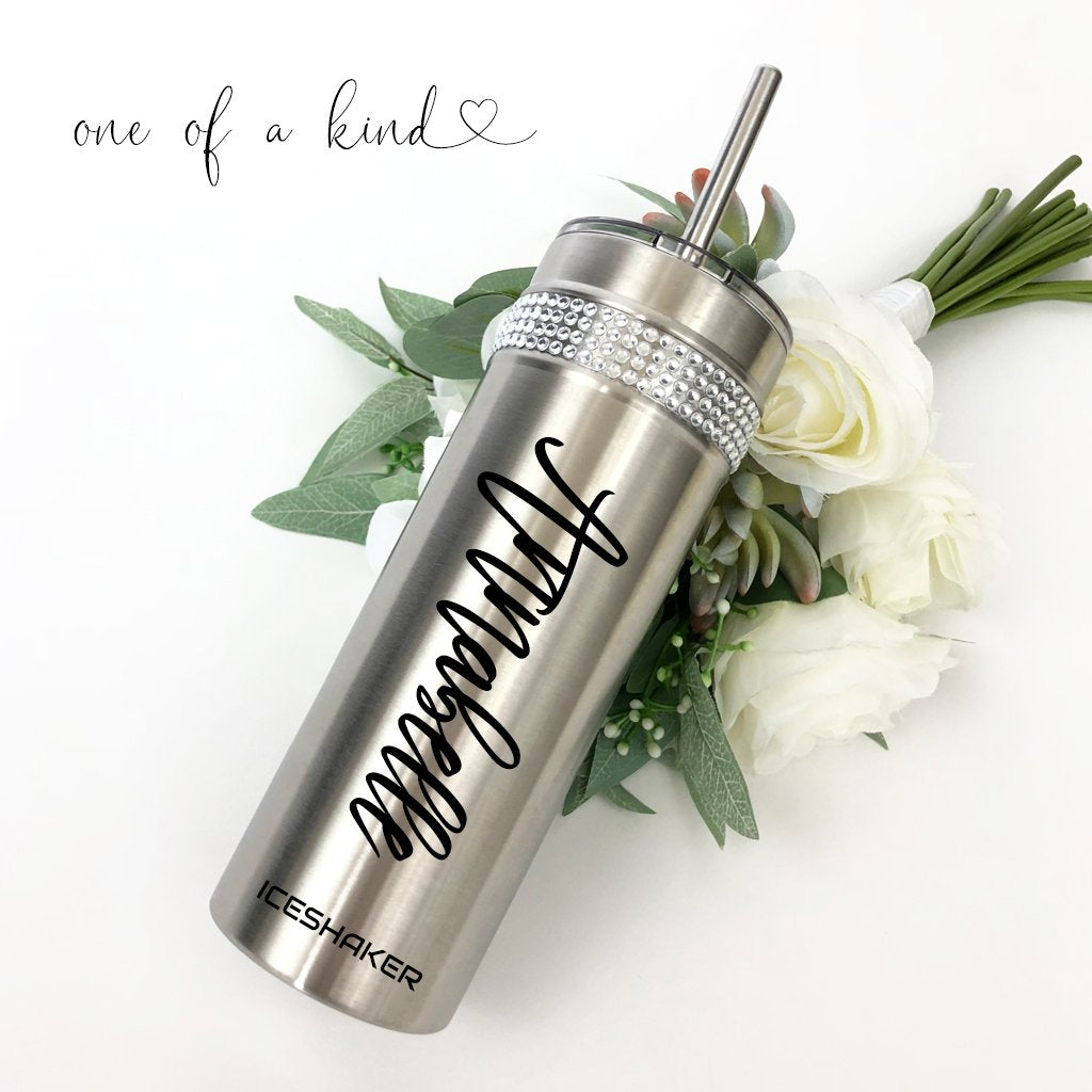Personalized bridesmaid tumbler with extra bling