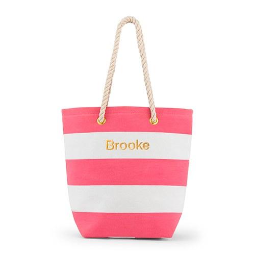 Striped bridesmaid gift tote