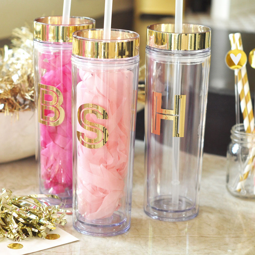 Customizable Monogram 16oz Tumbler with Gold lid- Gift for Bridesmaids