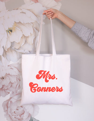 White bag with personalization