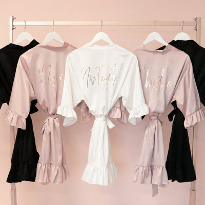 Bridesmaids Robe Ruffled Satin Personalized Robe