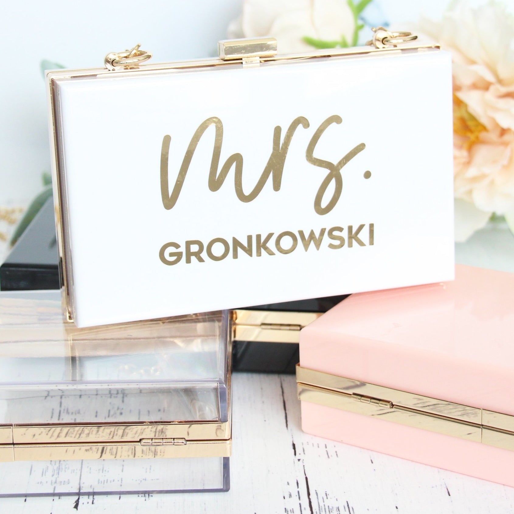 Personalised bridesmaid sales clutch bag