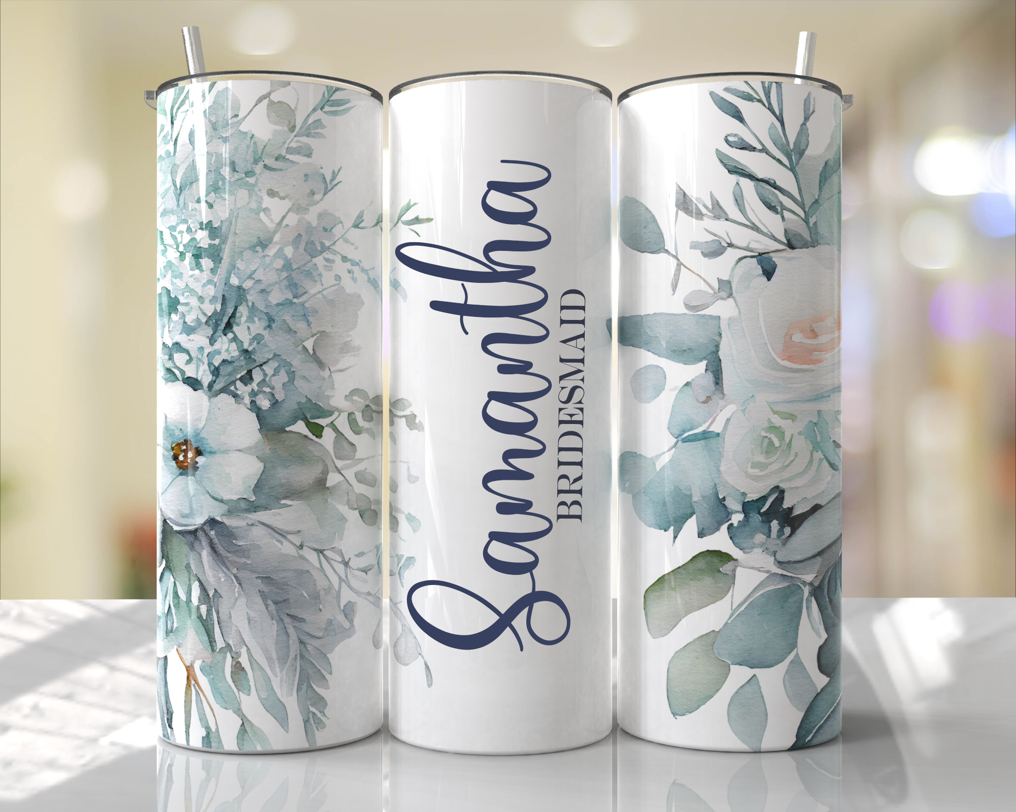 Blue Floral Tumbler