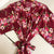 Floral Cotton Bridal Robe - Burgundy