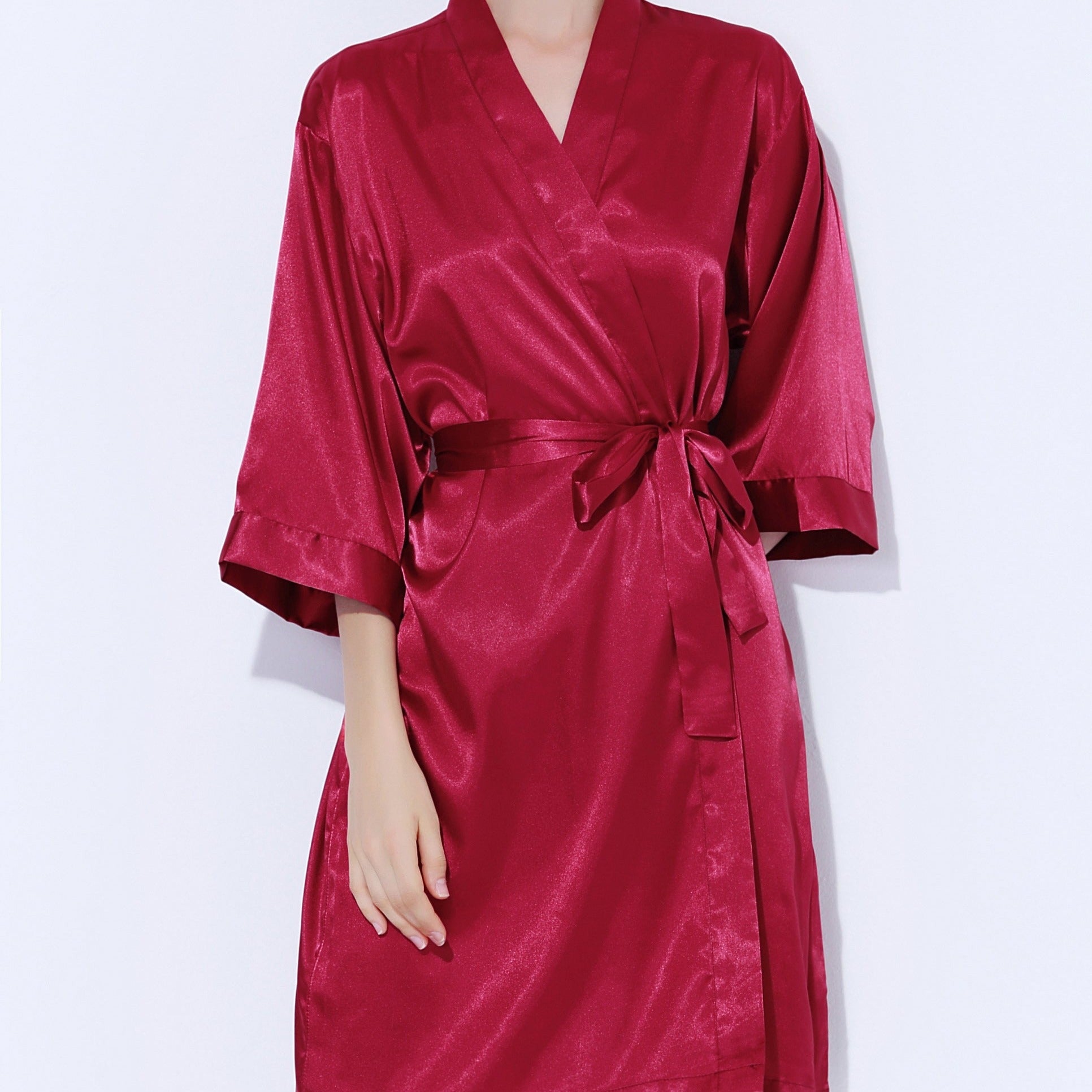 Custom Burgundy Satin Bridal Robe Bridesmaid Gifts Boutique