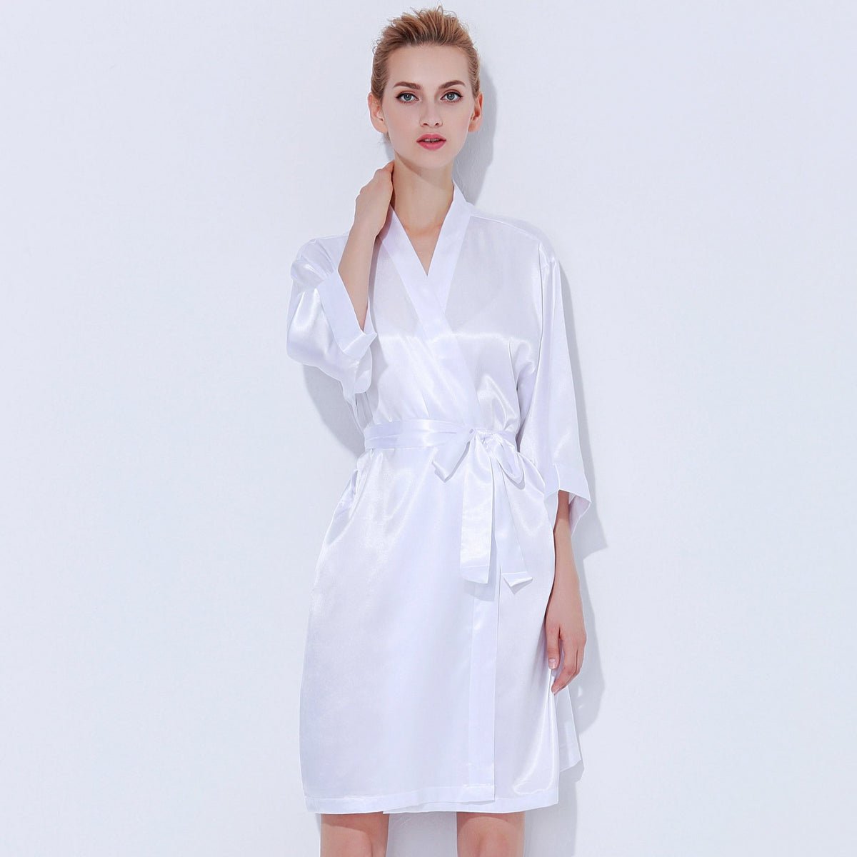 Satin Bridal Robe - White