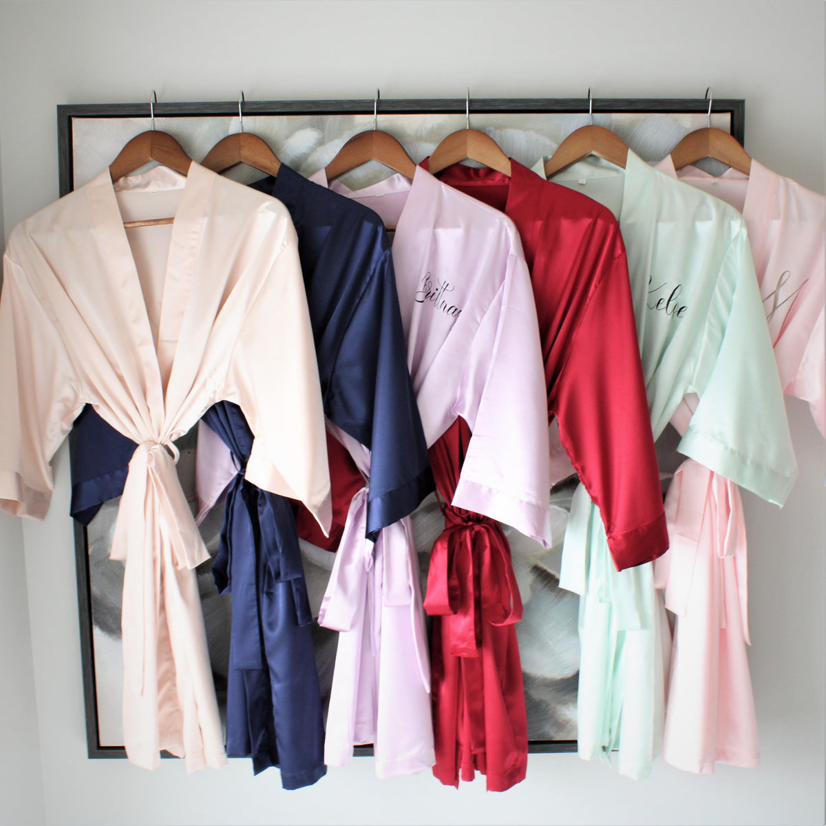 Satin Bridal Robe - Mint