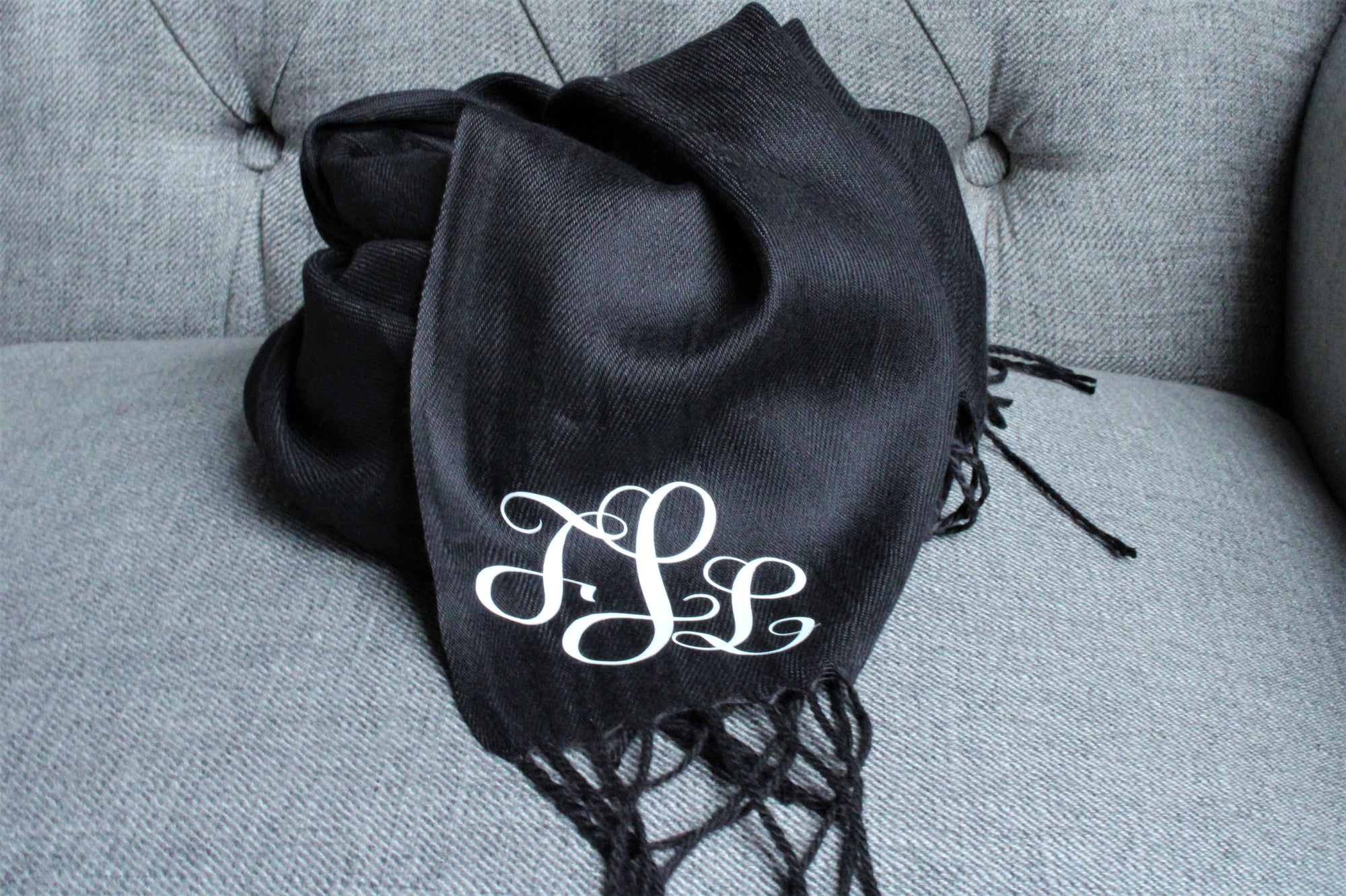 Personalized Grey Scarf Monogrammed 