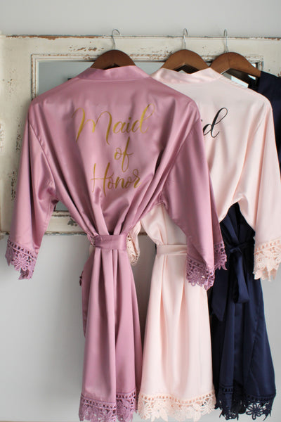 Dusty rose silk robe sale