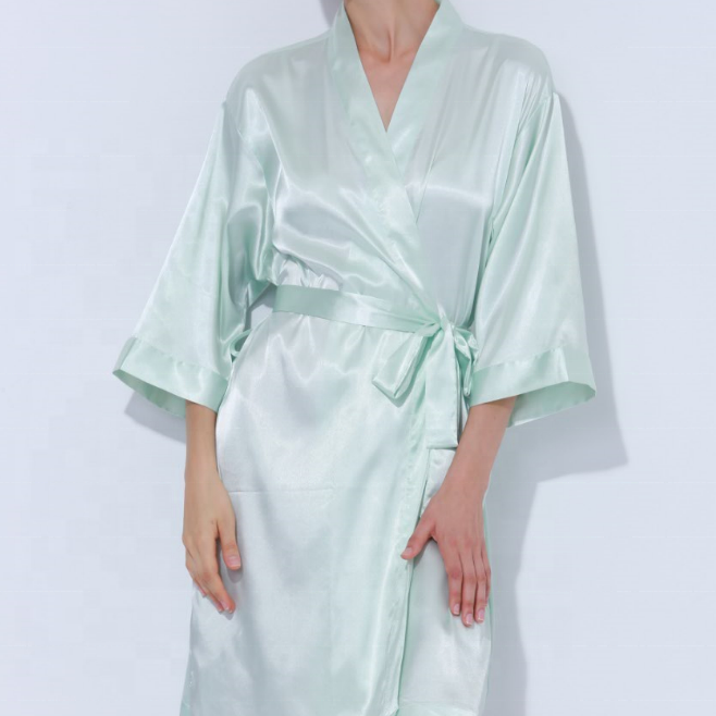 Satin Bridal Robe - Mint