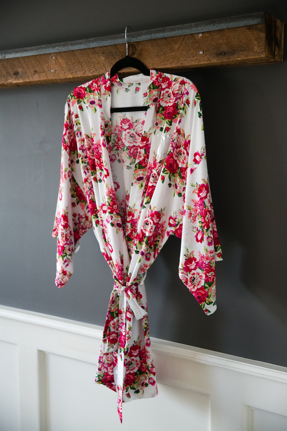 Floral Cotton Bridal Robe - White