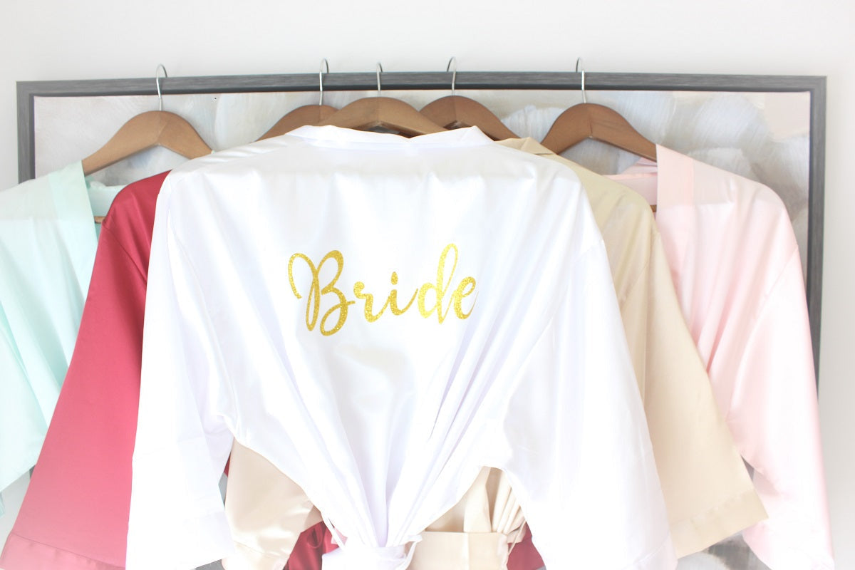 Satin Bridal Robe - Lilac
