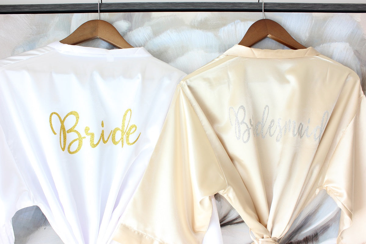 Satin Bridal Robe - Blush