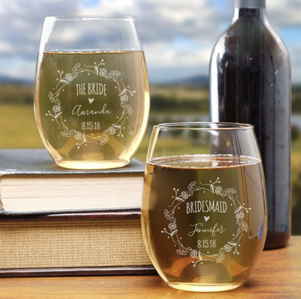 Bridesmaid Gifts Personalized Wine Tumblers Bridal Party Cups Stemless –  UrWeddingGifts