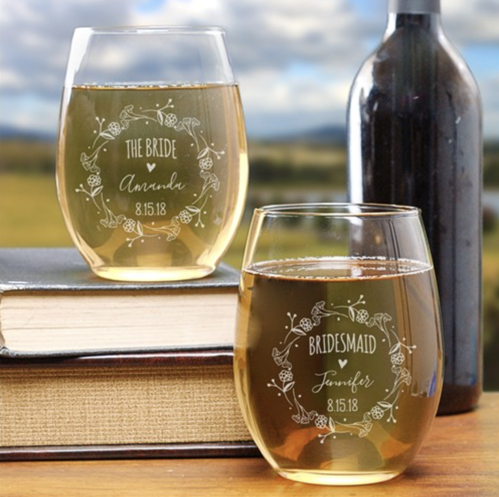 Etched White Wine Glasses Best Friends - Design: BEST - Everything