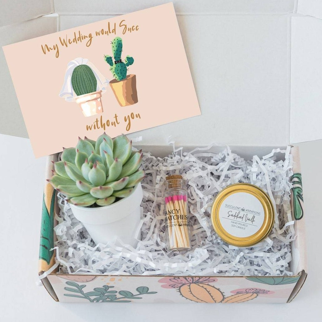 succulent gift box ideas Succer For You Bridesmaid Proposal Gift Box