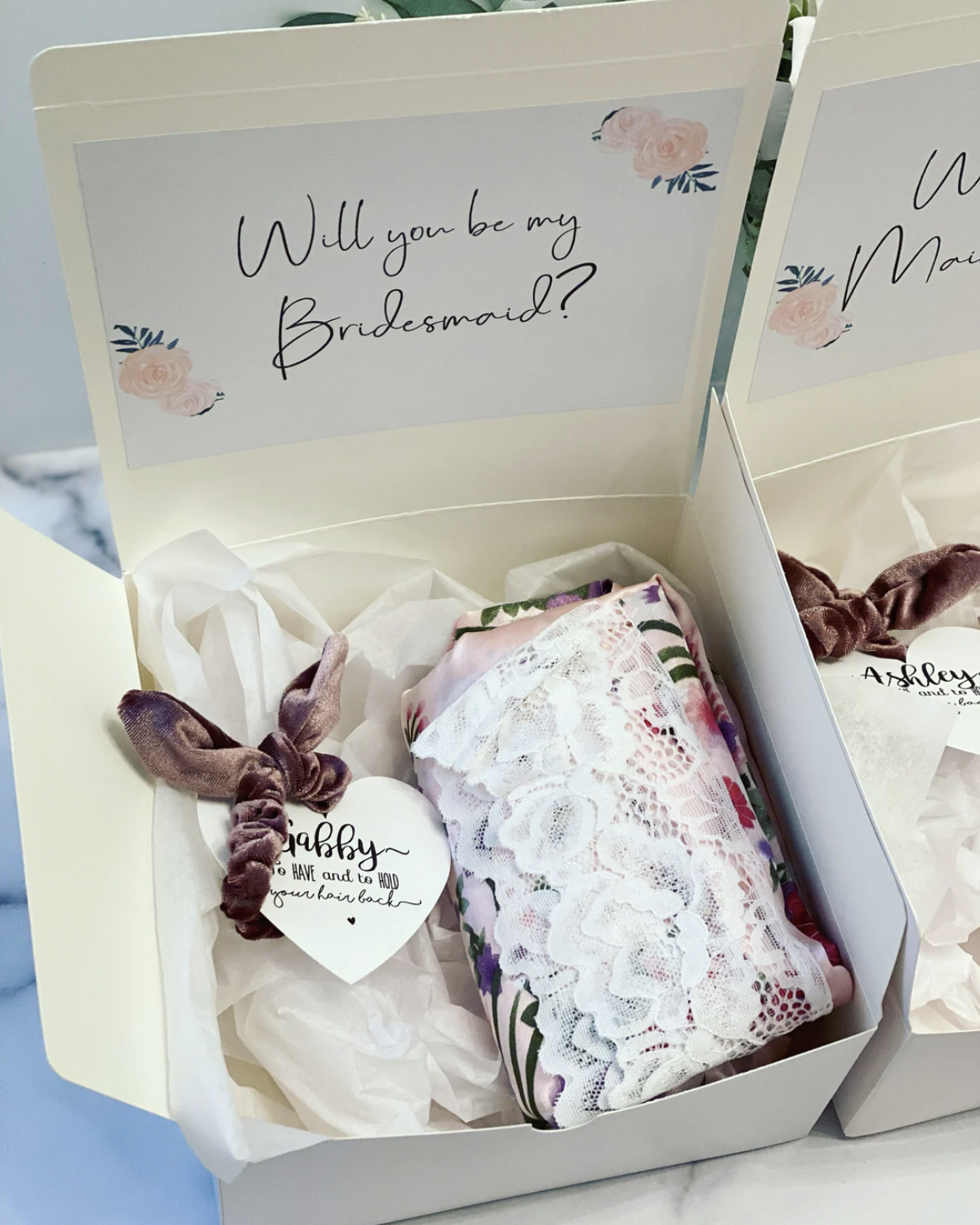 Bridesmaid Robe and Hair Tie Gift Set