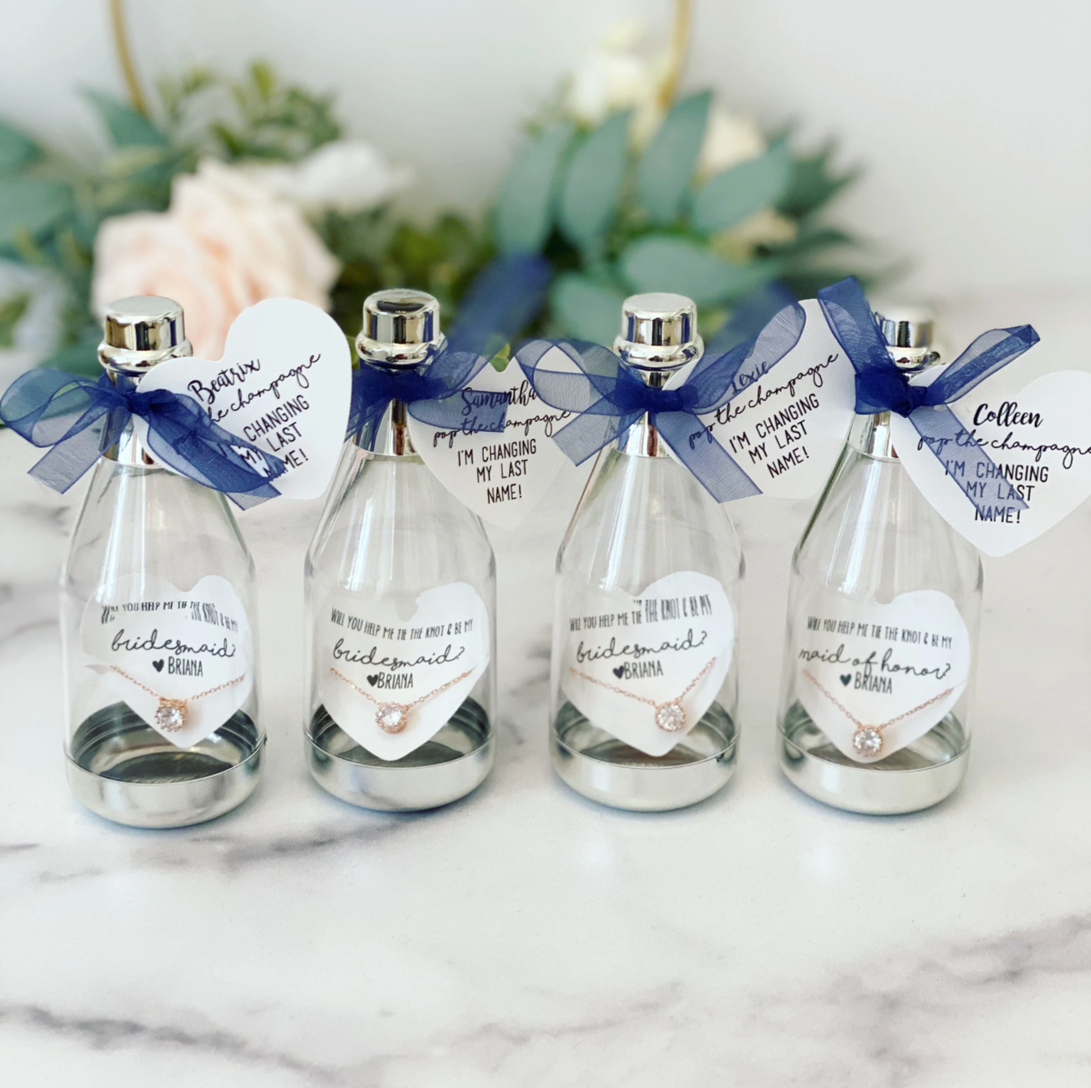 Personalized champagne bridesmaid proposals