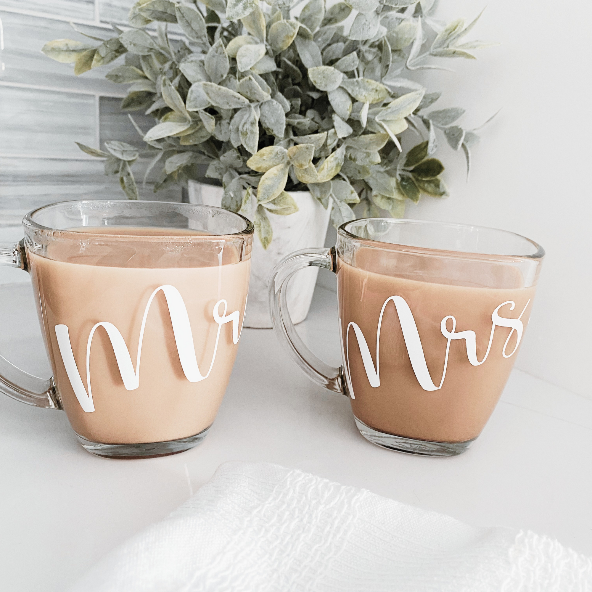 Clear Glass Coffee Mugs - Personalized - Forever Wedding Favors