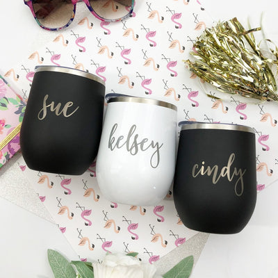 Personalized Stemless Wine Cup - Bridesmaid Gift