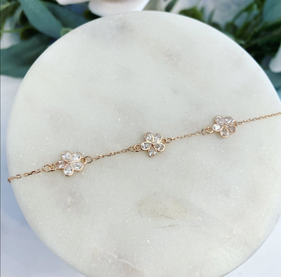 Amazon.com: CoolStyles Sterling Silver Diamond Flower Charm Bracelet: Link Charm  Bracelets: Clothing, Shoes & Jewelry