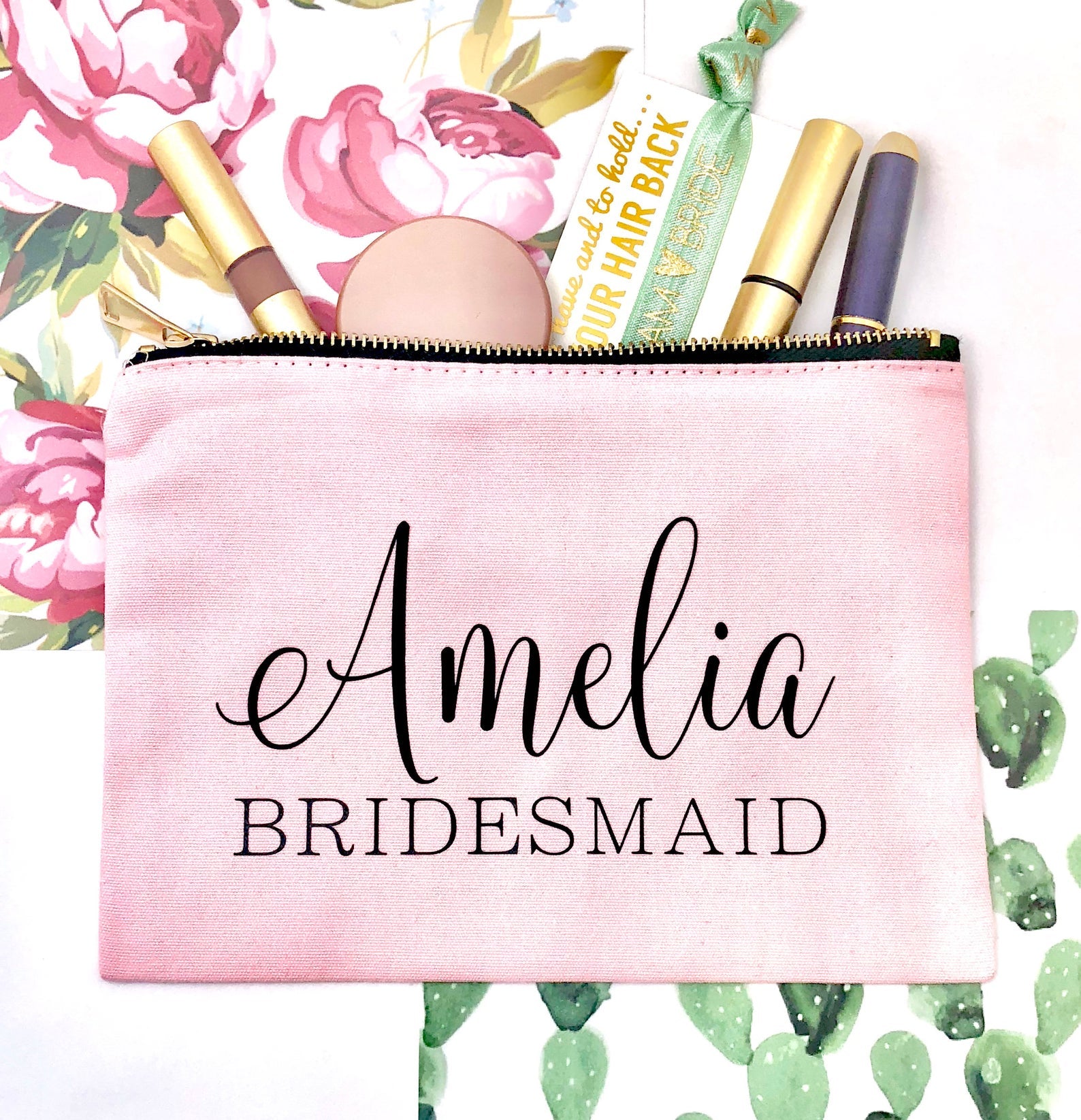 Bridesmaid Make up Bags Rose Gold Cosmetic Bag CLEAR 