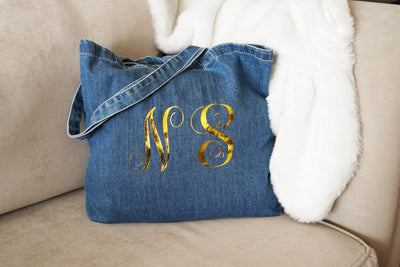 Personalized Initial Denim Bags