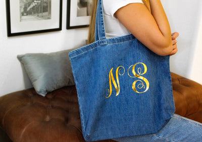 Personalized Initial Denim Bags