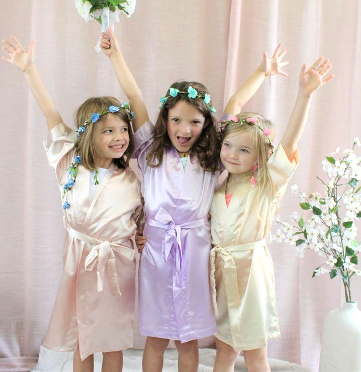 Flower Changing Robe Custom Satin Flower Girl Robe, Bridal Robe in White, Burgundy, Navy ...