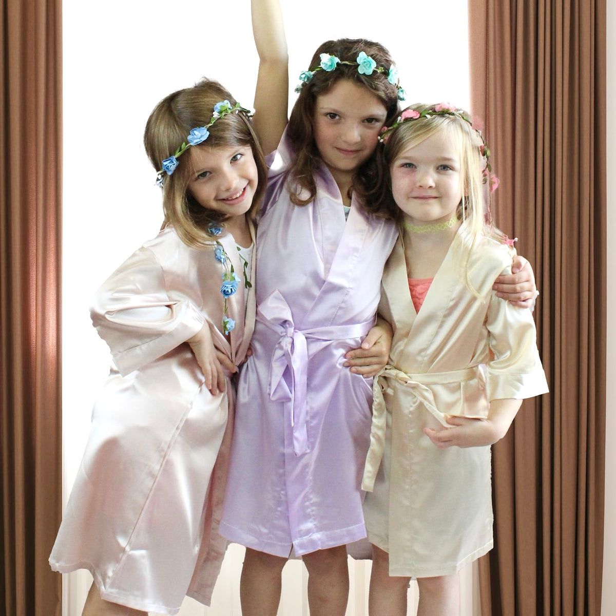 Flower Changing Robe Custom Satin Flower Girl Robe, Bridal Robe in White, Burgundy, Navy ...