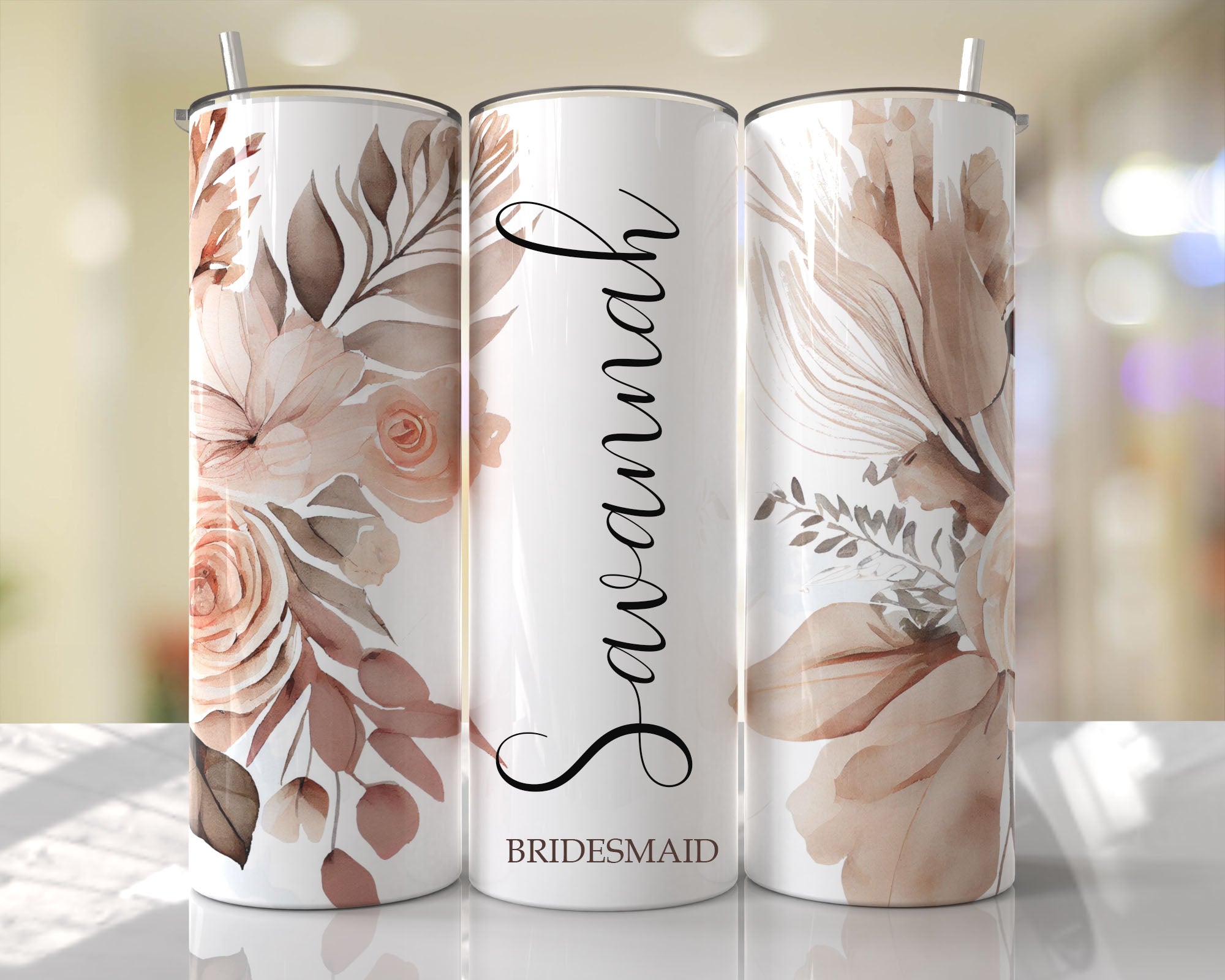 Floral Sensation Personalized Tumbler - Bridesmaid Gifts Boutique